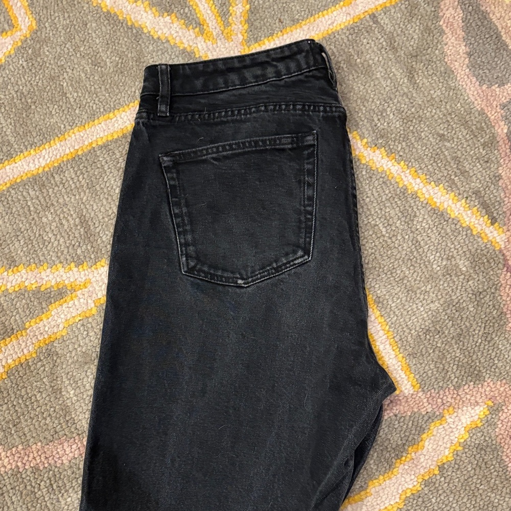 Sezane Black Straight Leg Button Fly Women's Jeans - Picture 4 of 9